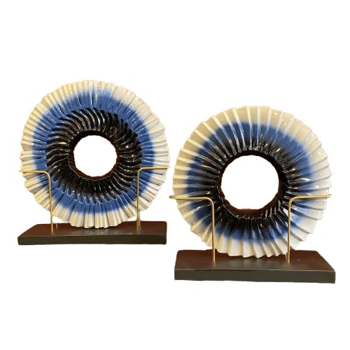Decorative Disk Object with Stand, Disk Sculpture Set of 2, Modern Art Centerpiece, Abstract Home Decor, Disk Sculpture, Disk Statue, Disk Statue, Disk Figurine