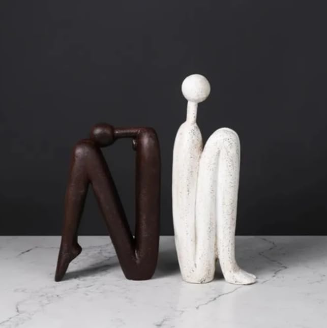 Abstract Bookends Set of 2, Modern Figurines for Shelf or Desk Decor, Abstract Bookends, Modern Bookshelf Decor, Polyester Bookend Set