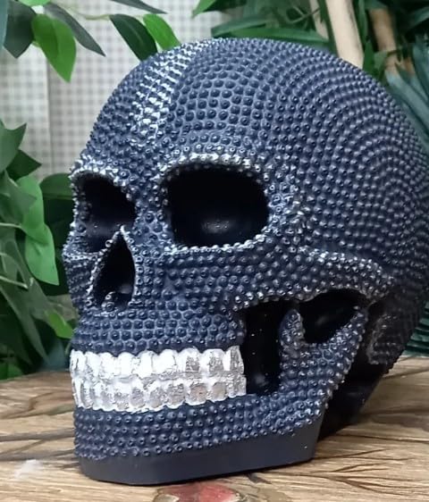 Skull Sculpture with Textured Detail, Gothic Polyester Skull Decor, Skull Decor for Shelves, Textured Surface Skull Decor, Skull Statue, Skull Sculpture, Skull Decor, Skull Objects