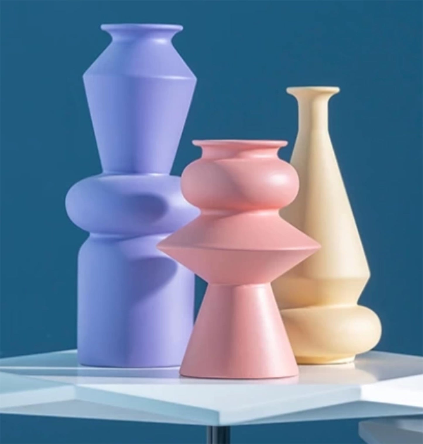 Modern Ceramic Vases Set, Geometric Decorative Vases, Minimalist Table Vase, Geometric Flower Vase, Boho Aesthetic Vases, Abstract Art Vases, Flower Vase