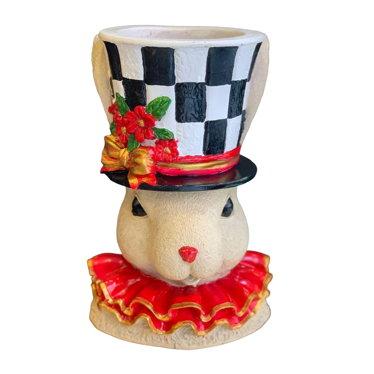 Mini vaso con statua di coniglio, statuina di coniglietto, decorazione di coniglio dipinta a mano, decorazione da tavolo a forma di coniglio pasquale, statuina di coniglietto pasquale, vaso con coniglio