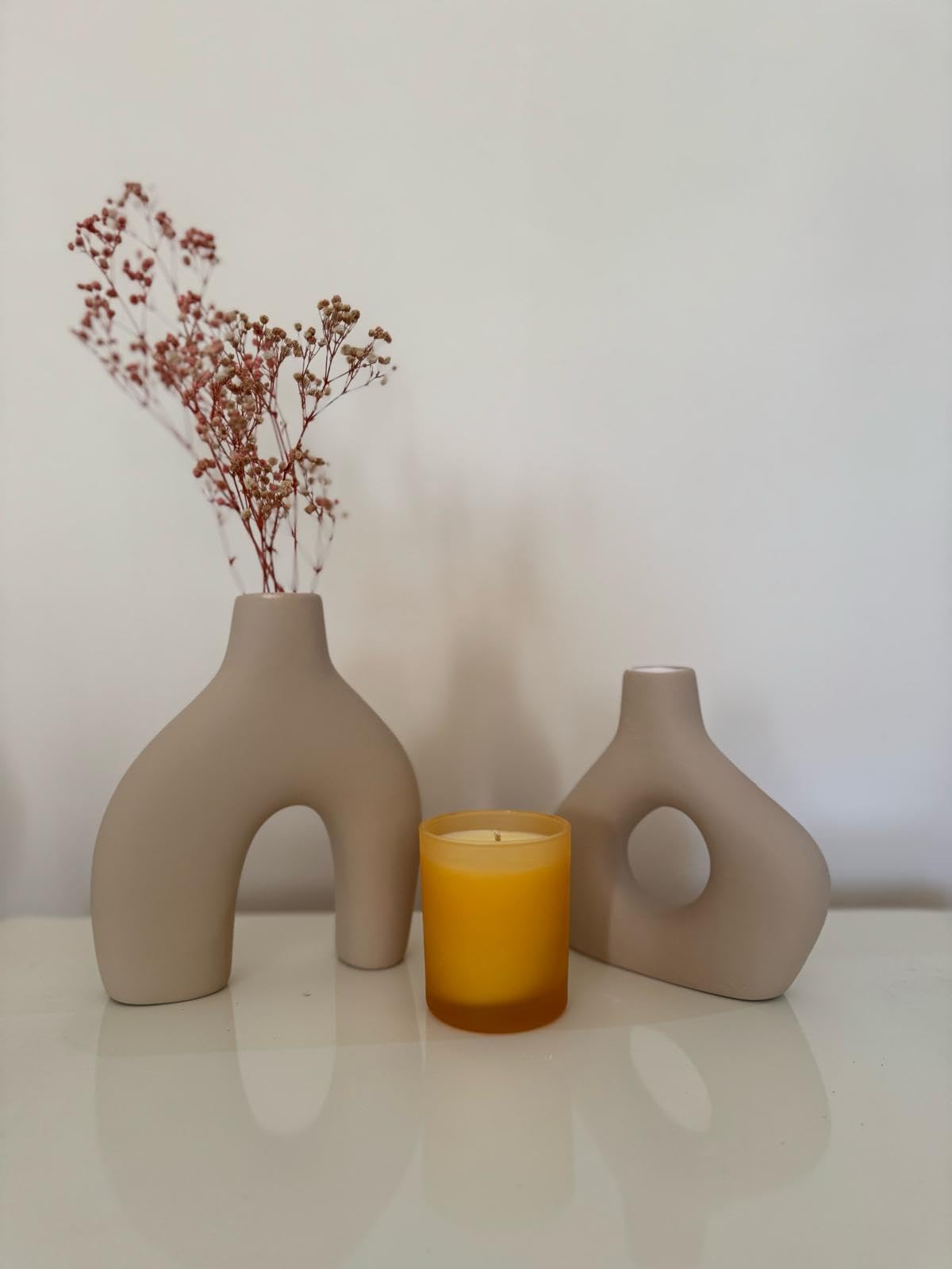 Amorphous Ceramic Vases Set-2, Round Matte Donut Vases, Minimalist Home Decor, Handmade Vase, Decorative Gift, Boho Style Vase, Donut Vase, Round Vase, Amorphous Vase