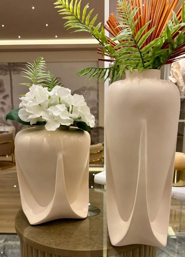Modern Ceramic Vases Set of 2 or Single Piece, Unique Art Pottery Vase for Table or Shelf Display, Ceramic Modern Vase, Tall Modern Pottery