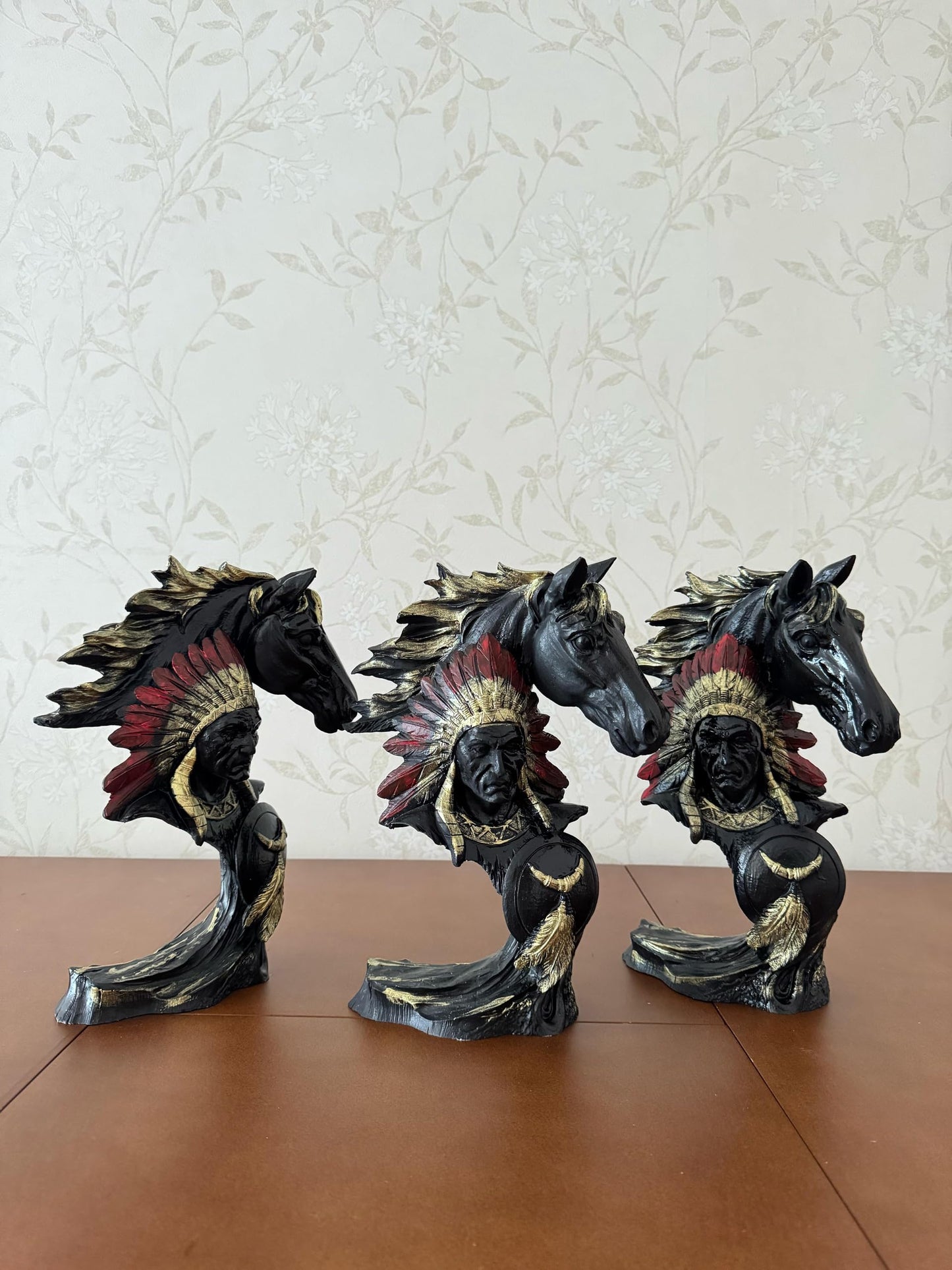 Native American Indian Chief and Horse Bust Sculpture, Western Decor, Native American Statue, Indian Chief Bust, Western Home Decor, Indian Chief Decor, Indian Chief Statue