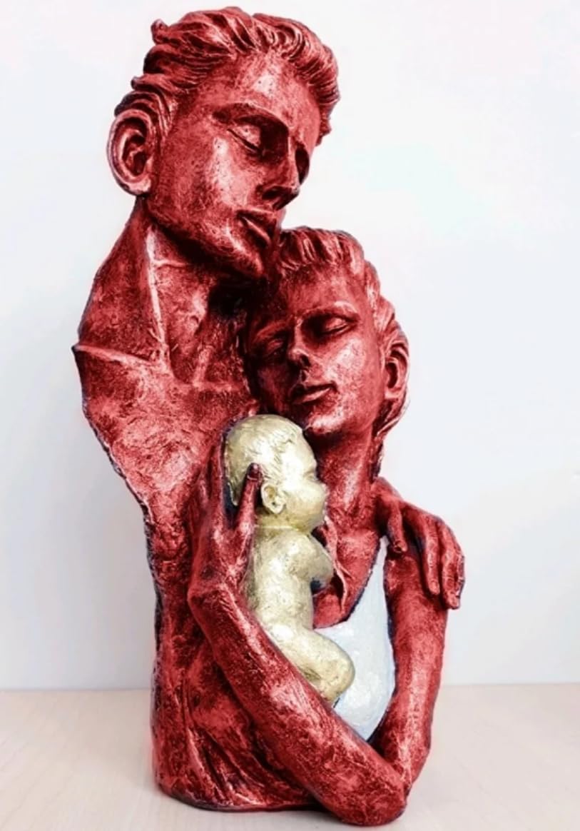Modern Family Sculpture, Abstract Couple with Baby Statue, Family Love Statue, Couple with Baby Art, Polyester Family Statue, Family Decor