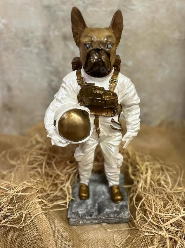 Astronaut BullDog Figurine, Dog In Spacesuit Statue, Space-Themed Bulldog Sculpture, Animal Astronaut Decor, Dog Lover Home Decor