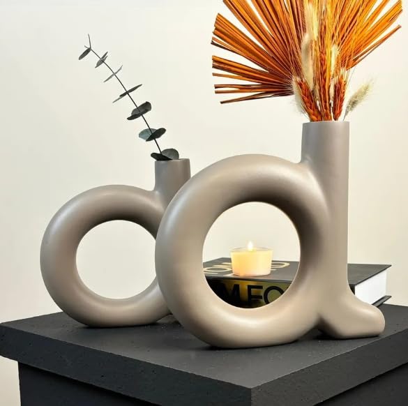 Modern Ceramic Abstract Vase Set of 2, Sculptural Decorative Vases, Minimalist Home Decor, Modern Ceramic Vases, Abstract Vase Set