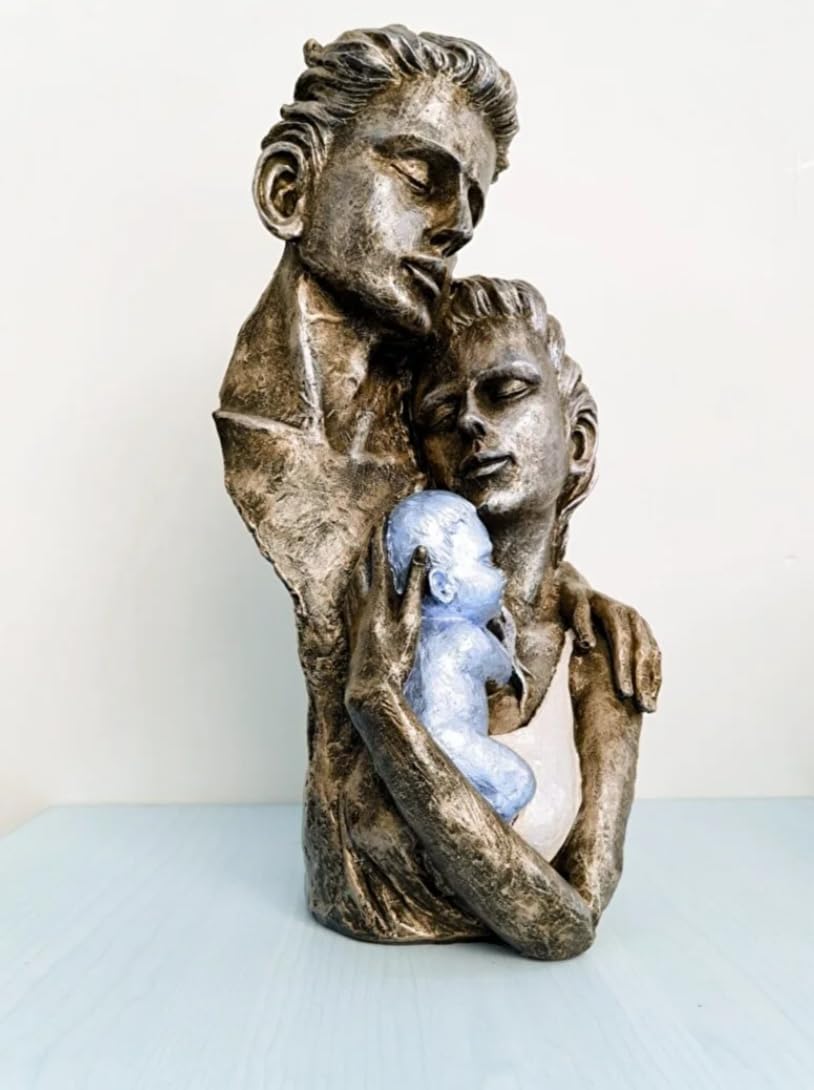 Modern Family Sculpture, Abstract Couple with Baby Statue, Family Love Statue, Couple with Baby Art, Polyester Family Statue, Family Decor