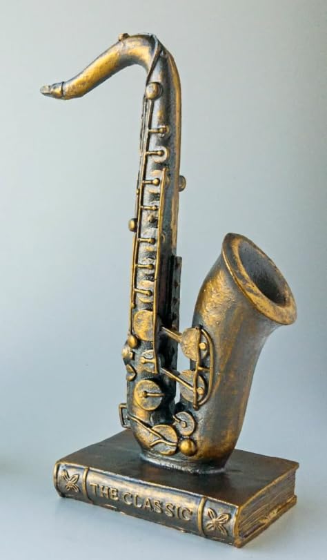 Saxophone Decor Statue, Jazz Music Decor, Saxophone Sculpture, Music Lover Gift, Jazz Home Decor, Saxophone Bookends, Musician Desk Decor