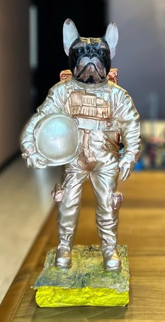 Astronaut BullDog Figurine, Dog In Spacesuit Statue, Space-Themed Bulldog Sculpture, Animal Astronaut Decor, Dog Lover Home Decor