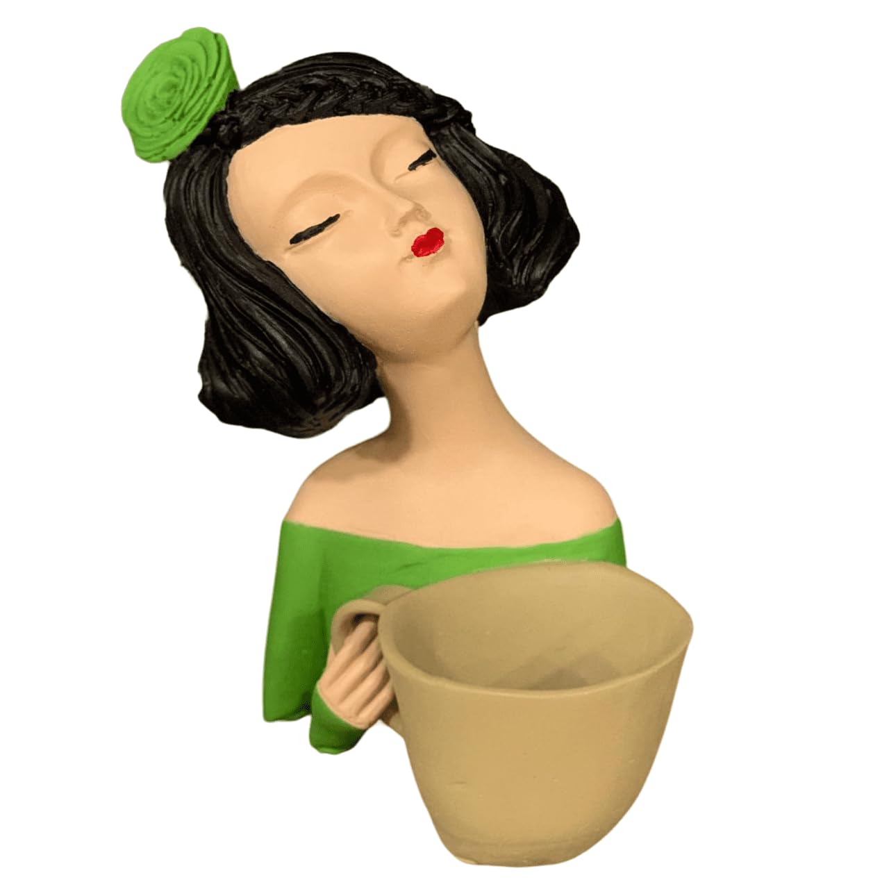 Elegant Female Figurine Holding a Mug, Handcrafted Girl Sculpture, Female Art Statue, Stylish Tabletop Sculpture, Female Statue, Girl Statue, Girl Decor, Girl Sculpture