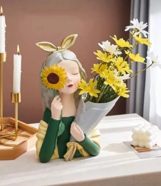 Elegant Girl Flower Vase, Romantic Gift Idea, Girl Flower Vase, Artistic Girl Sculpture, Romantic Floral Holder, Unique Flower Vase, Girl Flower Decor, Girl Flower Statue