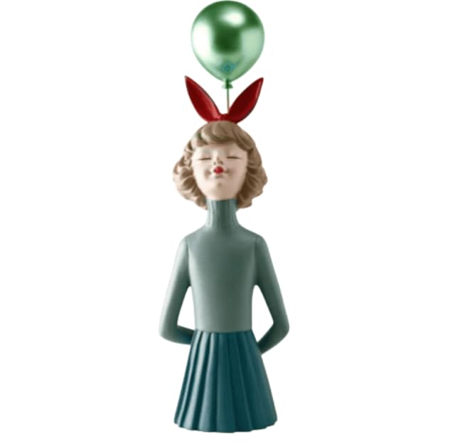 Girl Balloon Statue with Skirt and Bunny Ears, Girl Balloon Statue, Unique Gift Statue, Girl Sculpture Decor, Girl Balloon Sculpture, Girl Balloon Decor, Girl Balloon Objects