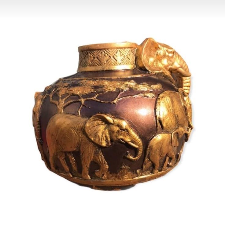 Elefantenvase, handgefertigtes Safari-Dekor, Wildlife Art Decor, Elefanten-Henkelvase, exotisches Wohndekor, Elefantenvase-Dekor, afrikanische Vase, Wildlife Vase