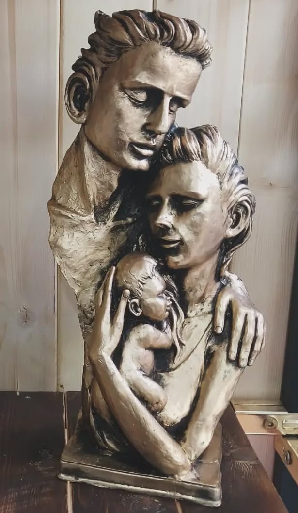 Modern Family Sculpture, Abstract Couple with Baby Statue, Family Love Statue, Couple with Baby Art, Polyester Family Statue, Family Decor