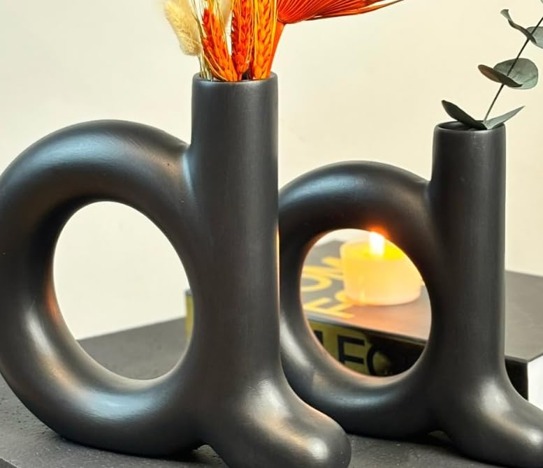 Modern Ceramic Abstract Vase Set of 2, Sculptural Decorative Vases, Minimalist Home Decor, Modern Ceramic Vases, Abstract Vase Set