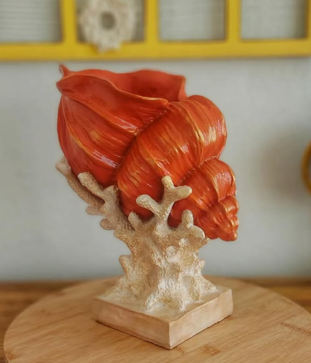 Seashell Vase with Coral Base, Seashell Flower Vase, Seashell Vase, Modern Coastal Shell Vase, Ocean Home Decor, Nautical Decor, Ocean Vase