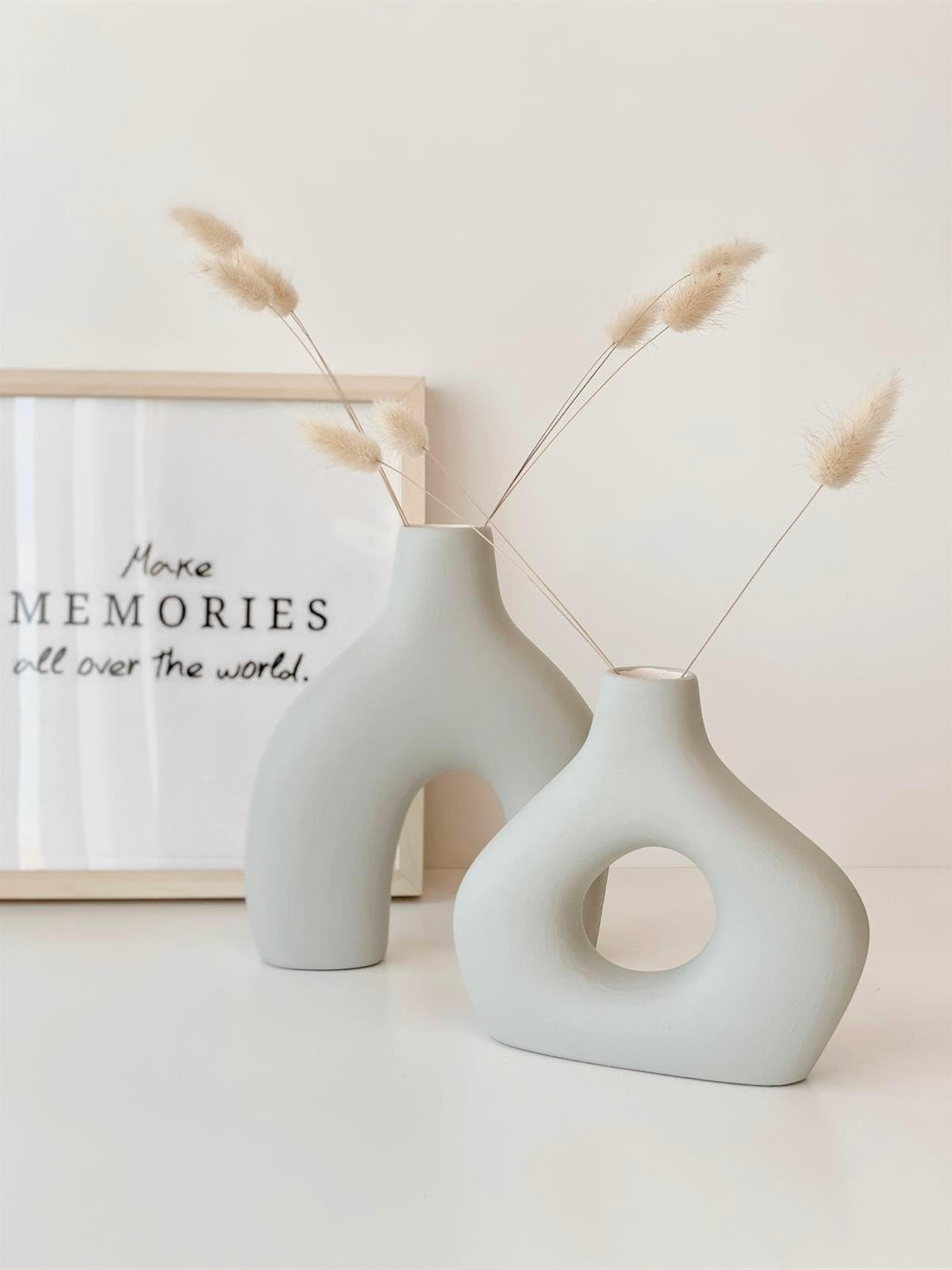 Amorphous Ceramic Vases Set-2, Round Matte Donut Vases, Minimalist Home Decor, Handmade Vase, Decorative Gift, Boho Style Vase, Donut Vase, Round Vase, Amorphous Vase