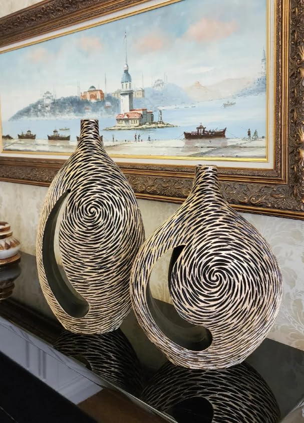 Modern Polyester Decorative Vase, Contemporary Art Vase, Large Table Vase, Modern Polyester Vase, Textured Polyester Vase, Polyester Vase, Polyester Decorative Vase
