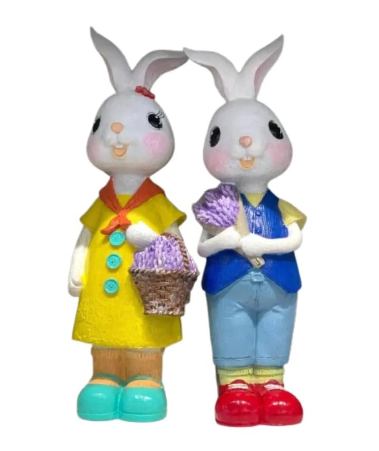 Easter Bunny Figurine Set or 1 Single Piece, Easter Bunny Figurine, Spring Bunny Decor, Rustic Rabbit Statue, Farmhouse Easter Decor, Easter Bunny Decor, Easter Rabbit Decor