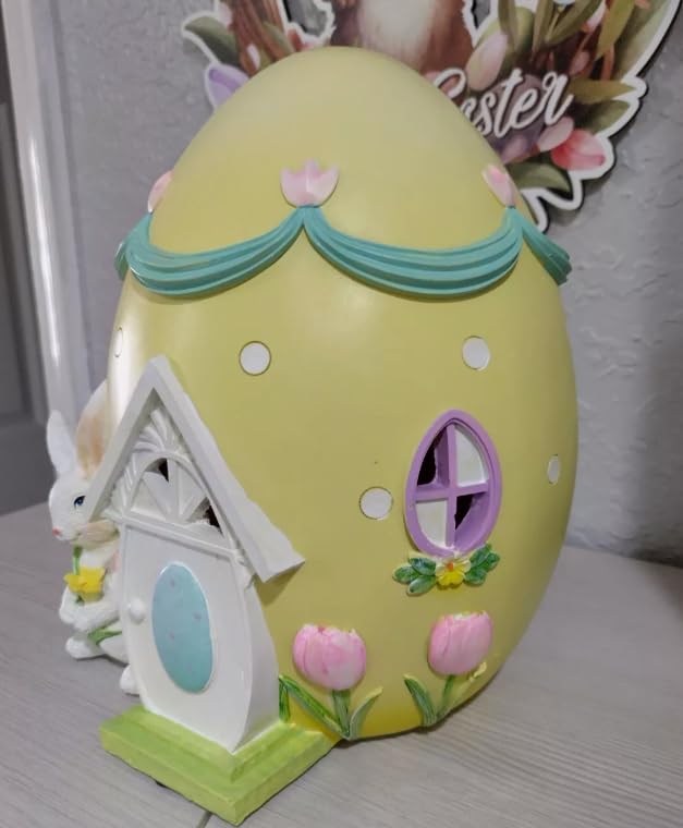 Easter Egg House Decoration, Easter Bunny Figurine, Spring Holiday Decor, Cute Bunny Home Decor, Fairy Garden Easter, Rabbit and Egg Decor, Easter Bunny Decor, Easter Rabbit Decor