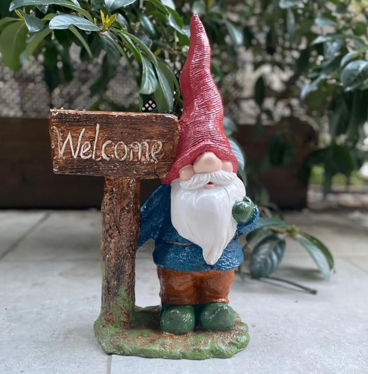 Large Garden Gnome Welcome Sign for Outdoor Decor, Garden Gnome Statue, Welcome Sign Gnome, Porch Welcome Gnome, Cute Gnome Statue