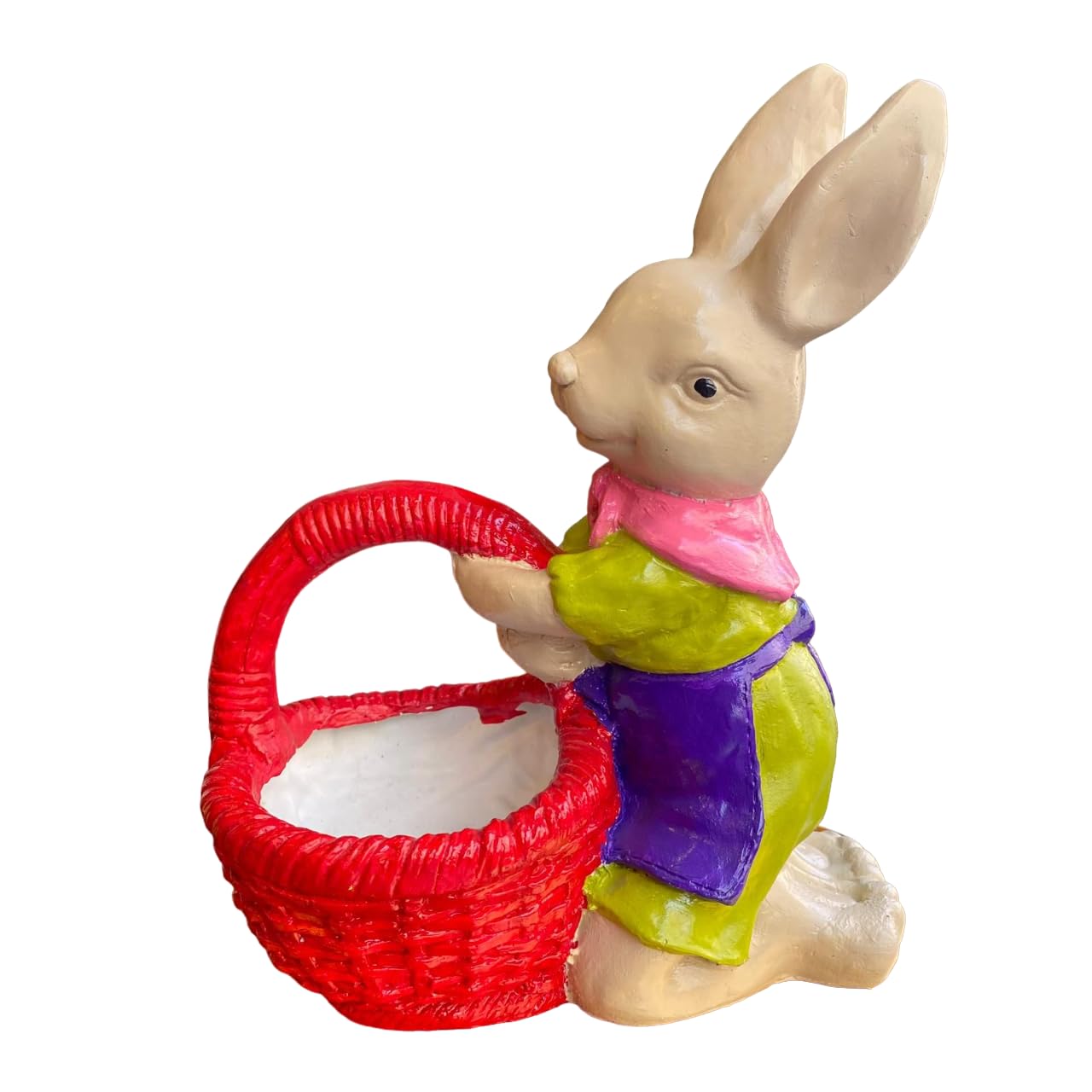Cute Bunny Figurine with Basket, Rabbit Figurine with Basket, Easter Rabbit Sculpture, Easter Bunny Gift Idea, Easter Bunny Sculpture, Easter Bunny Figurine, Easter Rabbit Figurine