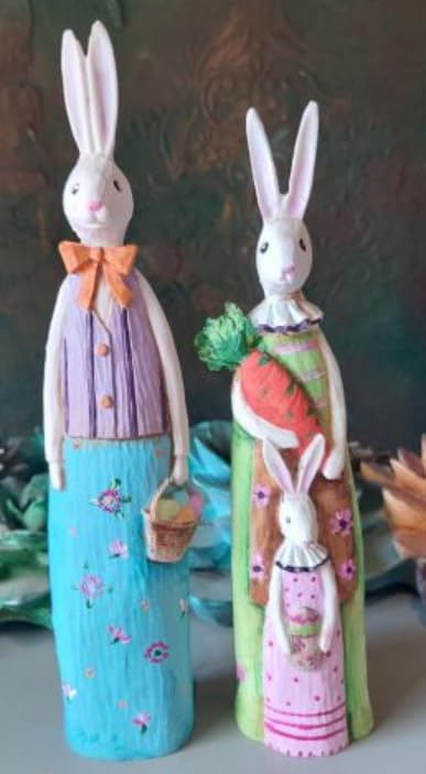 Easter Bunny Family Figurines, Easter Decoration Gift, Easter Bunny Figurines, Festive Rabbit Decor, Cute Bunny Couple, Seasonal Decor Gift