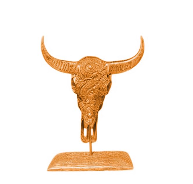 Bull Skull Decor, Western Bull Head Decor, Western Style Horned Bull Head Decor, Bull Skull Statue, Bull Skull Tabletop Decoration
