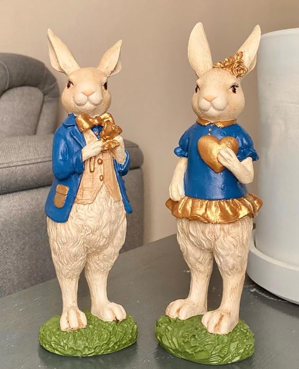 Elegant Bunny Figurines, Decorative Rabbit Statues, Bunny Figurine Decor, Rabbit Statues, Elegant Animal Figurines, Rabbit Decor, Easter Rabbit Decor, Easter Bunny Decor