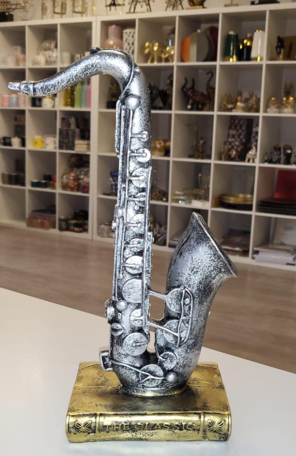 Saxophone Decor Statue, Jazz Music Decor, Saxophone Sculpture, Music Lover Gift, Jazz Home Decor, Saxophone Bookends, Musician Desk Decor