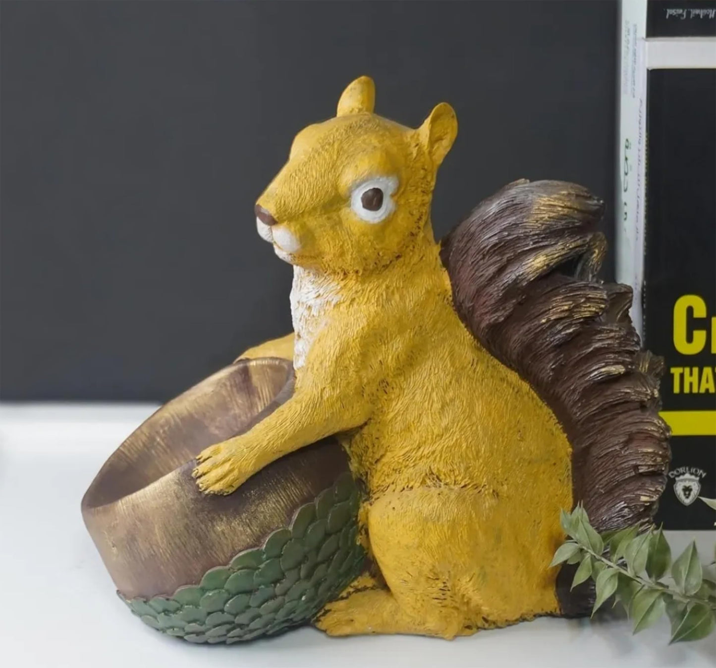 Adorable Squirrel Holding Pot, Polyester Animal Statue, Squirrel Holding Planter, Polyester Squirrel Decor, Rustic Animal Garden Statue, Squirrel Sculpture, Squirrel Planter
