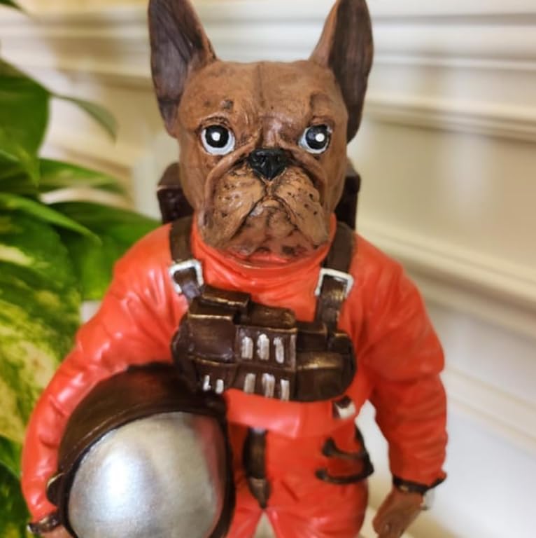 Astronaut BullDog Figurine, Dog In Spacesuit Statue, Space-Themed Bulldog Sculpture, Animal Astronaut Decor, Dog Lover Home Decor
