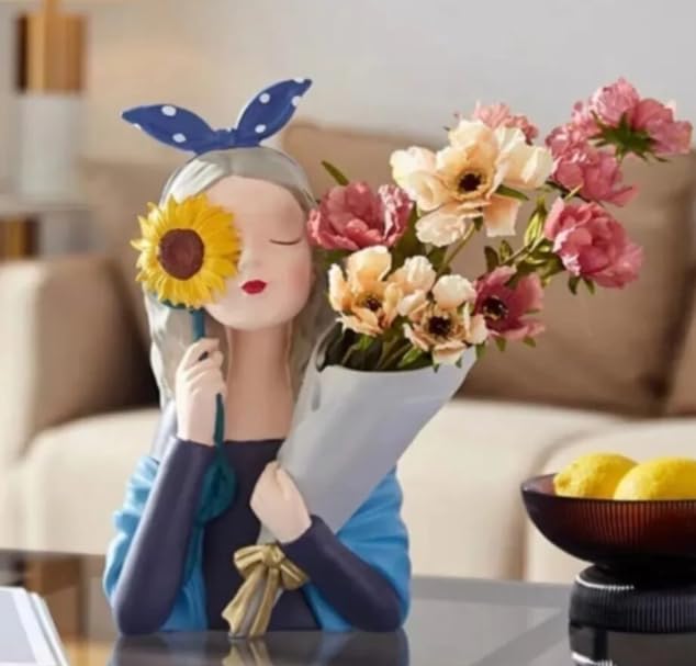 Elegant Girl Flower Vase, Romantic Gift Idea, Girl Flower Vase, Artistic Girl Sculpture, Romantic Floral Holder, Unique Flower Vase, Girl Flower Decor, Girl Flower Statue