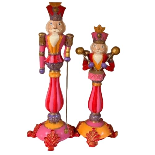 Christmas Nutcracker Candle Holders Set Of 2, Hand-Painted Festive Candle Holders, Nutcracker Figurine Candle Stands, Holiday Tabletop Decor, Nutcracker Candlestick