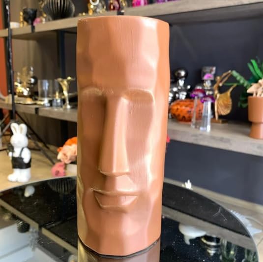 Moai Head Ceramic Vase, Face Ceramic Vase, Moai Head Vase, Face Shape Flowerpot, Polynesian Head Planter, Abstract Sculpture Vase, Face Vase, Moai Vase, Face Flowerpot Vase