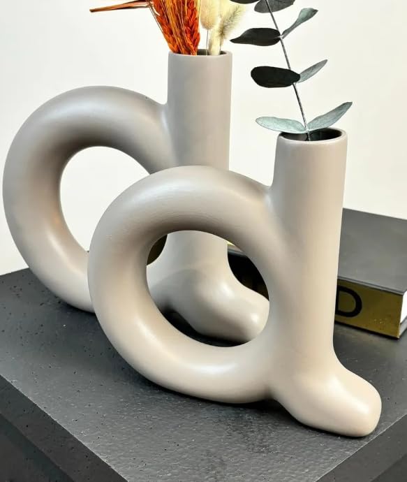 Modern Ceramic Abstract Vase Set of 2, Sculptural Decorative Vases, Minimalist Home Decor, Modern Ceramic Vases, Abstract Vase Set