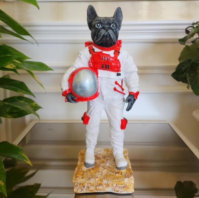 Astronaut BullDog Figurine, Dog In Spacesuit Statue, Space-Themed Bulldog Sculpture, Animal Astronaut Decor, Dog Lover Home Decor