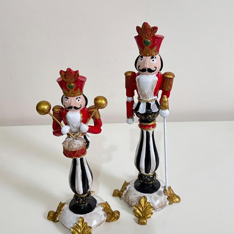 Christmas Nutcracker Candle Holders Set Of 2, Hand-Painted Festive Candle Holders, Nutcracker Figurine Candle Stands, Holiday Tabletop Decor, Nutcracker Candlestick