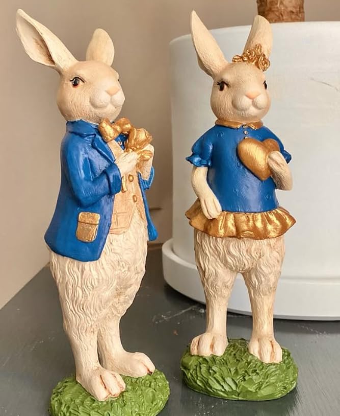 Elegant Bunny Figurines, Decorative Rabbit Statues, Bunny Figurine Decor, Rabbit Statues, Elegant Animal Figurines, Rabbit Decor, Easter Rabbit Decor, Easter Bunny Decor