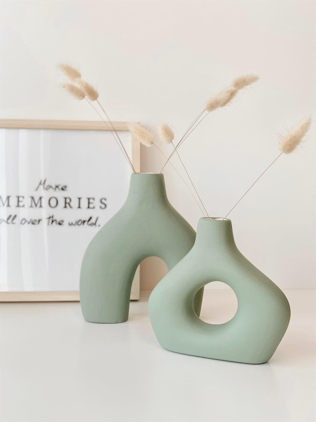 Amorphous Ceramic Vases Set-2, Round Matte Donut Vases, Minimalist Home Decor, Handmade Vase, Decorative Gift, Boho Style Vase, Donut Vase, Round Vase, Amorphous Vase