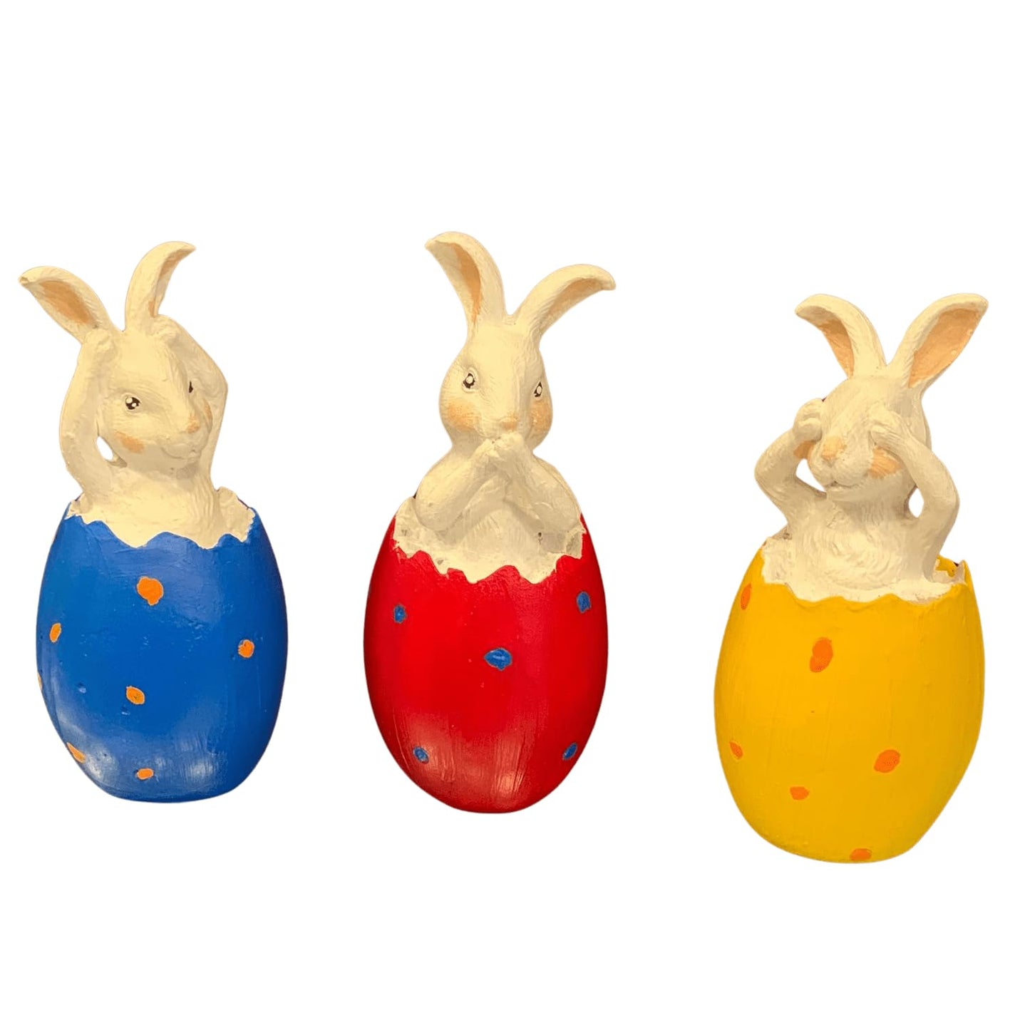 Wise Bunnies Figurines Set Of 3, Easter Bunny Decorations, Rabbit in Egg Figurines, Decorative Bunny Ornaments, Decorative Bunny Figurine, Easter Bunny Figurine, Easter Rabbit Figurine