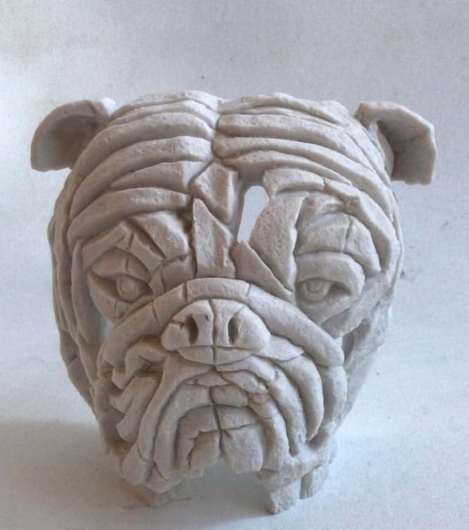 Abstract Bulldog Sculpture, Geometric Bulldog Head Statue, Bulldog Head Sculpture, Polyester Bulldog Wall or Shelf Sculpture, Bulldog Decor