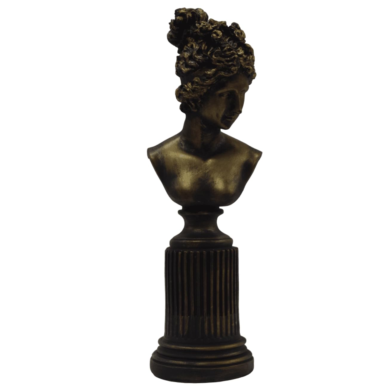Weibliche Büstenskulptur, Elegante Büstenstatue auf dekorativem Sockel, Lafayette-Skulptur, Lafayette-Büstendekor, griechische Büstenstatue, Lafayette-Büste, Lafayette-Dekor, Lafayette-Statue