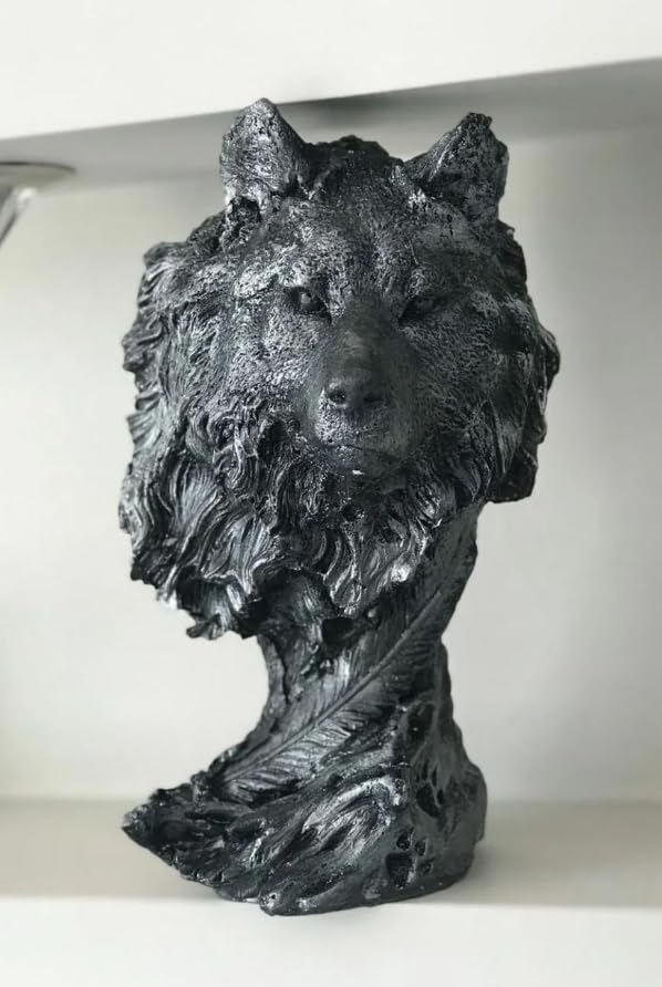 Wolf Head Sculpture, Wolf Lover Gift, Rustic Wolf Home Decor, Wolf Bust, Wildlife Lover Gift, Polyester Wolf Statue, Gothic Wolf Figurine, Wolf Head Statue, Wolf Head Decor