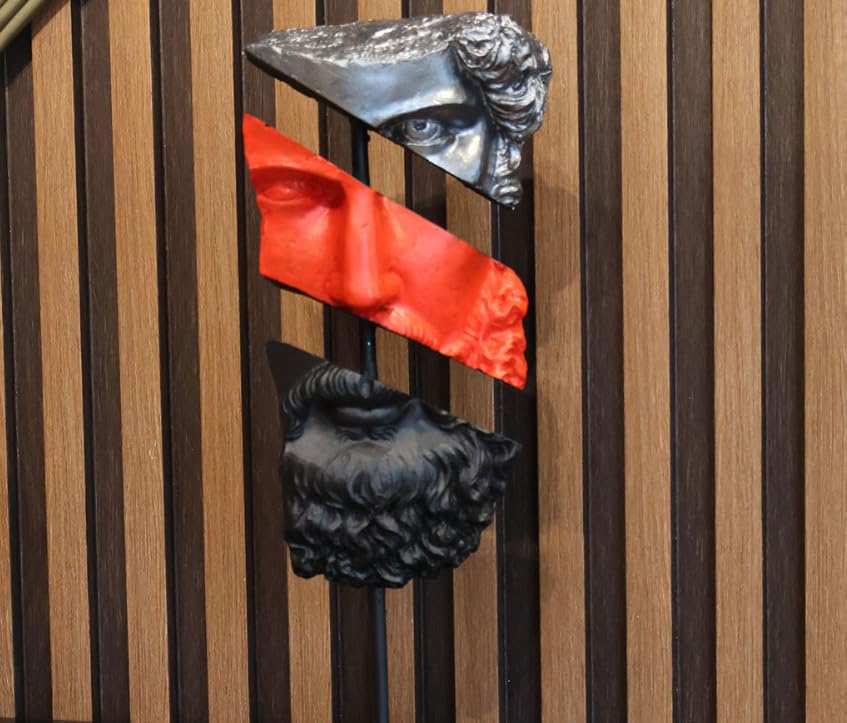 Modern Poseidon Sculpture on Pedestal, Contemporary Poseidon Bust Statue, Polyester Poseidon Head Statue with Stand, Poseidon Face Statue
