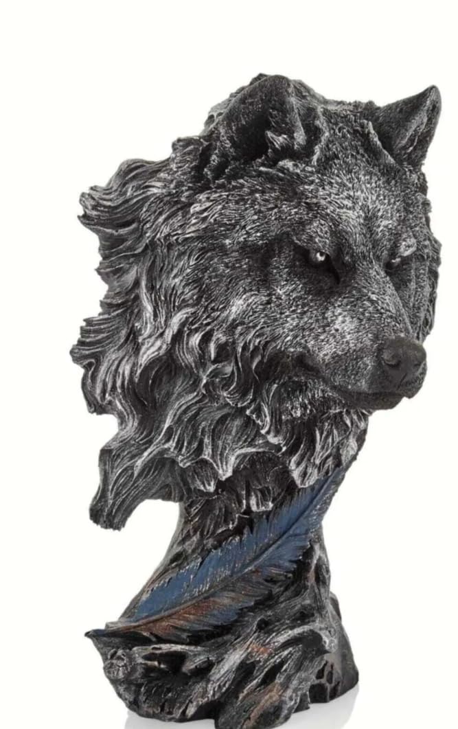 Wolf Head Sculpture, Wolf Lover Gift, Rustic Wolf Home Decor, Wolf Bust, Wildlife Lover Gift, Polyester Wolf Statue, Gothic Wolf Figurine, Wolf Head Statue, Wolf Head Decor