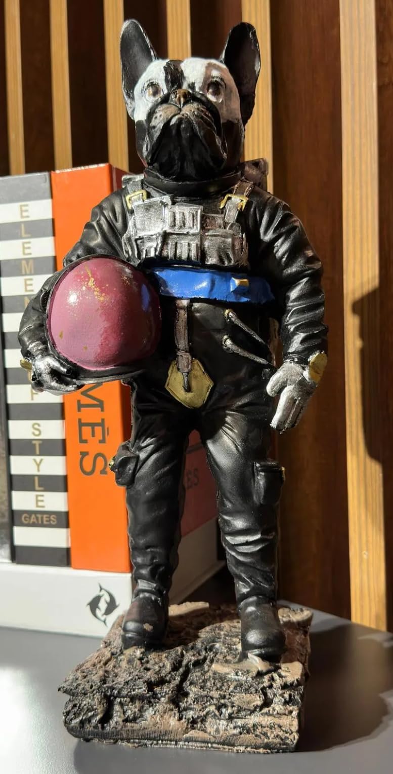 Astronaut BullDog Figurine, Dog In Spacesuit Statue, Space-Themed Bulldog Sculpture, Animal Astronaut Decor, Dog Lover Home Decor