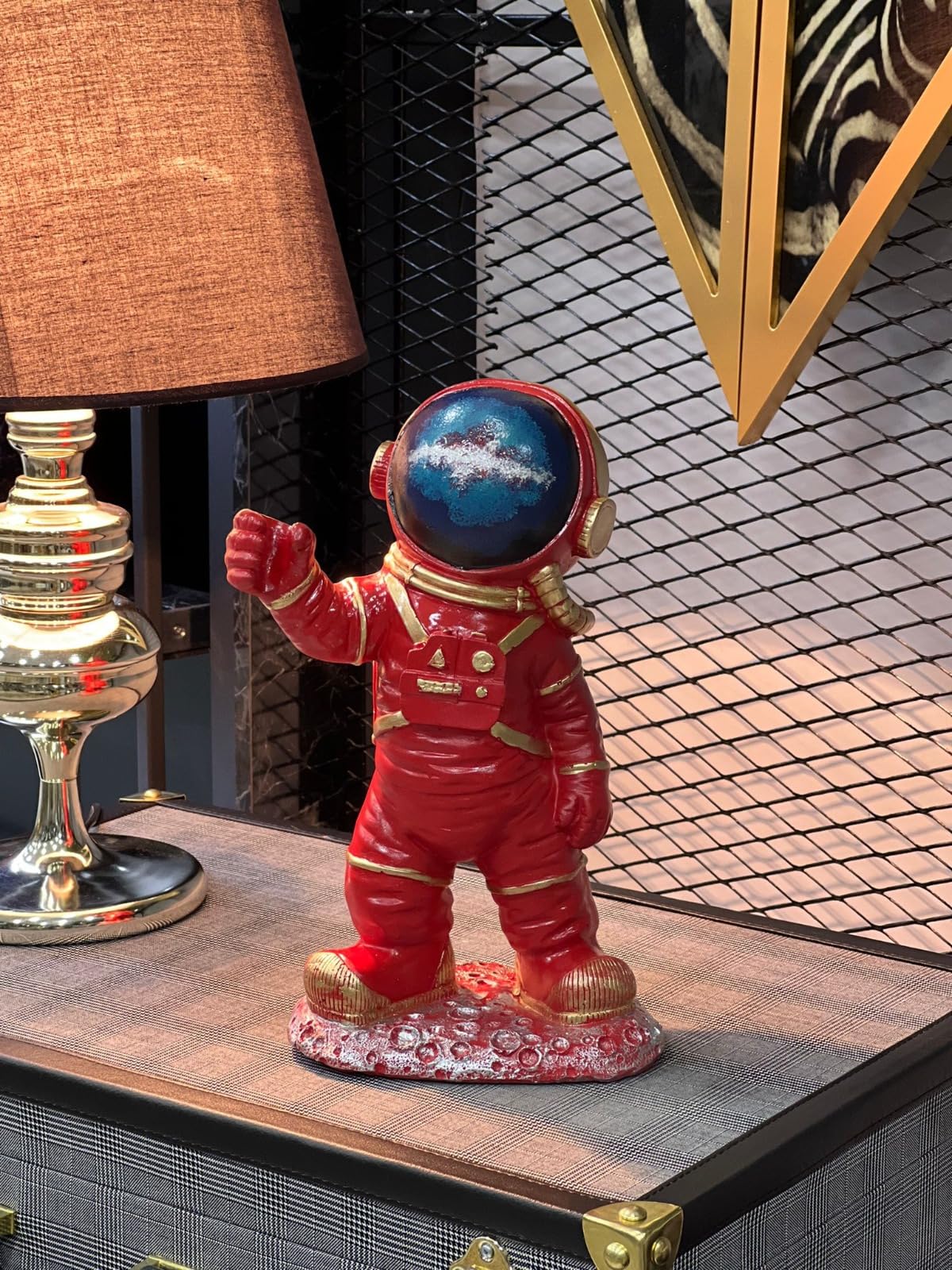 Astronaut On Moon Base, Astronaut Figurine, Space Decor Statue, Space Explorer Ornament, Moon Landing Figurine, Modern Astronaut Sculpture, Astronaut Statue