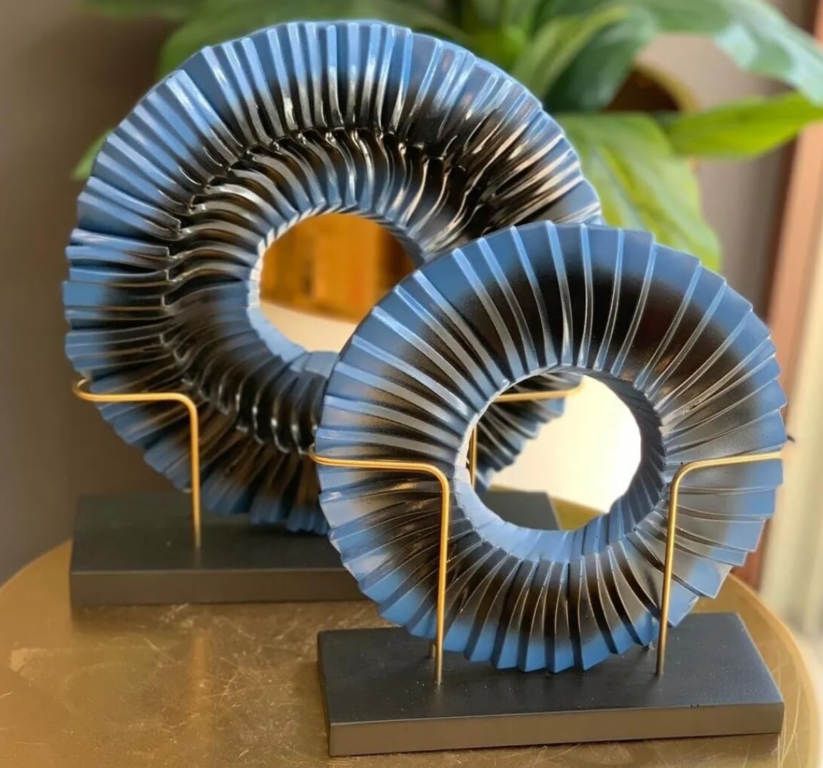 Decorative Disk Object with Stand, Disk Sculpture Set of 2, Modern Art Centerpiece, Abstract Home Decor, Disk Sculpture, Disk Statue, Disk Statue, Disk Figurine